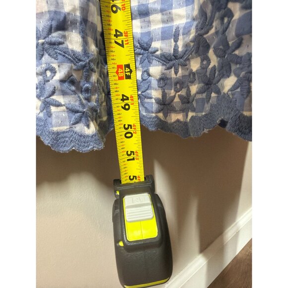 Shabby Chic Blue Checkered Dress SZ S Ruffled Sleeves Gingham Tiered Cottagecore - Picture 8 of 8